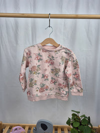 Ružová mikina s motívmi kvetov H&M 92