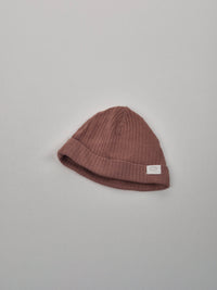 Hnědá žebrovaná bavlněná čepička H&M 56