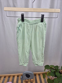 Světle zelené lehké bavlněné kalhoty H&M 80