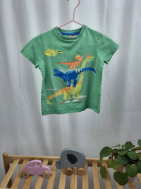 Zelené tričko s krátkým rukávem s potisky dinosaurů Marks&Spencer 98