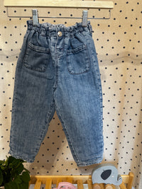 Riflové kalhoty s květinovou podšívkou H&M 98