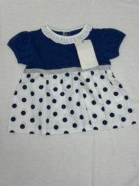 Bílo-modré šaty s puntíky Prenatal Easy Chic 68