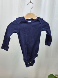 Tmavě modré žebrované body s dlouhým rukávem Lupilu 74/80