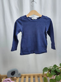 Tmavě modré tričko s dlouhým rukávem H&M 86/92