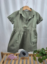 Košilové khaki šaty s krátkým rukávem H&M 104