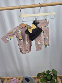 Set body,legín a čepičky Minnie Mouse H&M 50