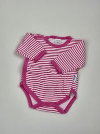 Růžové pruhované zavinovací body s dlouhým rukávem NewBaby 56