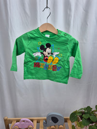 Zelené tričko s dlouhým rukávem Mickey Mouse 74