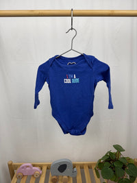 Modré body s dlouhým rukávem 9-12m