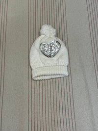 Zimní čepice s flitrovým srdcem H&M 110/128 (51-53)