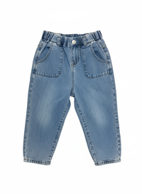 Riflové kalhoty s květinovou podšívkou H&M 98 – AI enhanced