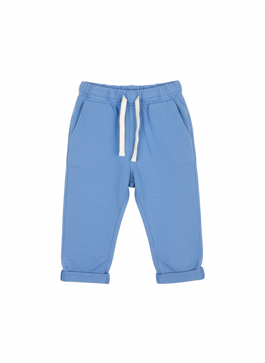 Modré bavlněné kalhoty H&M 80 – AI enhanced