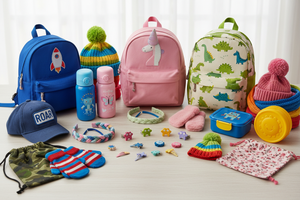 Udělej mi obrázek dětských doplňkuů pro holky i kluky dohromady, nejlépe aby to vypadalo realisticky