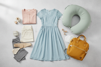 udělej mi obrázek oblečení pro těhornou maminku, spolu s tím doplňky pro mateřství nějak celkově aby to byla nadkateghorie..